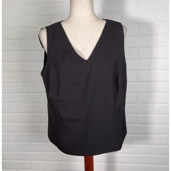 Amanda Smith Jacket Tank Women 14W Black‎ Red Pinstripe 2pc Career Retro VTG - Picture 4 of 15